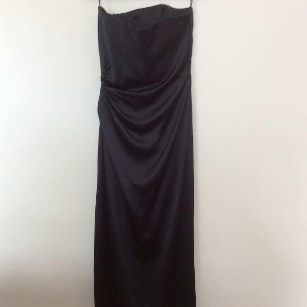 Black satin long evening gown